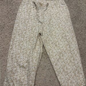 White Stag Capri Pants Womens Size 10 Beige White Pattern Twill Spring Summer